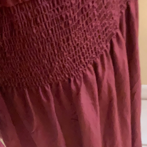 Future Collective Burgundy Collared Long Sleeves Smocked Midi Dress Size XXL - Picture 8 of 14